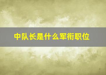 中队长是什么军衔职位