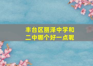 丰台区丽泽中学和二中哪个好一点呢