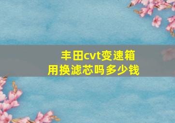 丰田cvt变速箱用换滤芯吗多少钱