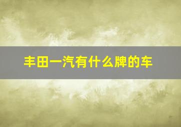 丰田一汽有什么牌的车