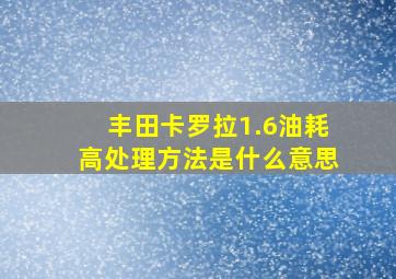 丰田卡罗拉1.6油耗高处理方法是什么意思