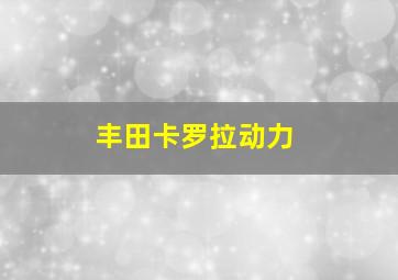 丰田卡罗拉动力