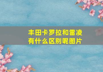 丰田卡罗拉和雷凌有什么区别呢图片