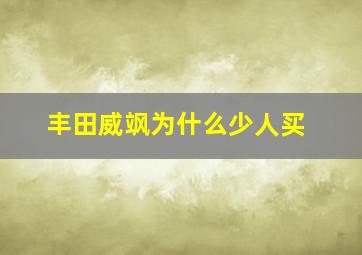 丰田威飒为什么少人买