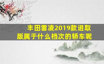 丰田雷凌2019款进取版属于什么档次的轿车呢