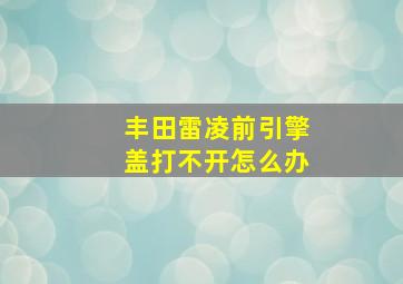 丰田雷凌前引擎盖打不开怎么办