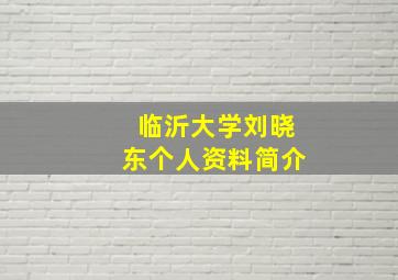 临沂大学刘晓东个人资料简介