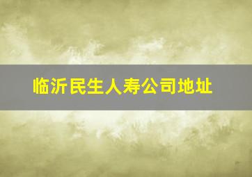 临沂民生人寿公司地址