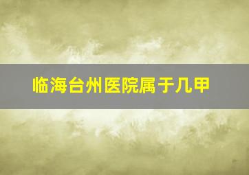 临海台州医院属于几甲