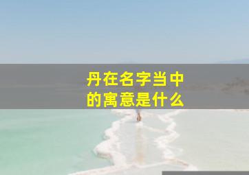 丹在名字当中的寓意是什么