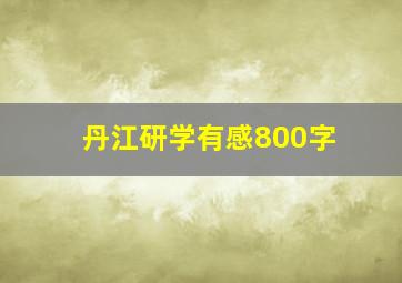 丹江研学有感800字