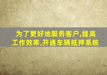 为了更好地服务客户,提高工作效率,开通车辆抵押系统