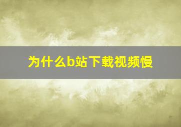 为什么b站下载视频慢