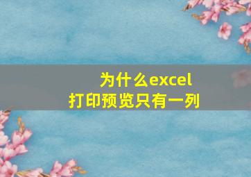 为什么excel打印预览只有一列