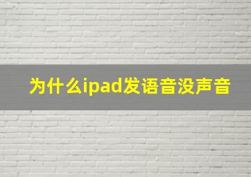 为什么ipad发语音没声音