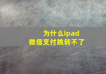 为什么ipad微信支付跳转不了