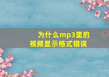 为什么mp3里的视频显示格式错误