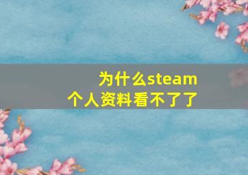 为什么steam个人资料看不了了