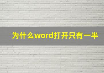 为什么word打开只有一半