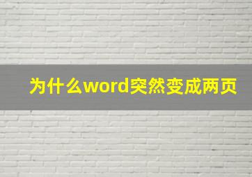 为什么word突然变成两页