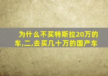 为什么不买特斯拉20万的车,二,去买几十万的国产车