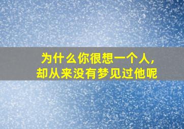 为什么你很想一个人,却从来没有梦见过他呢