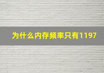 为什么内存频率只有1197