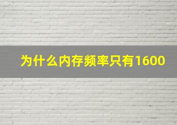 为什么内存频率只有1600