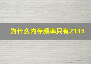 为什么内存频率只有2133