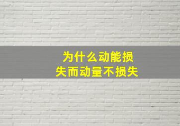 为什么动能损失而动量不损失