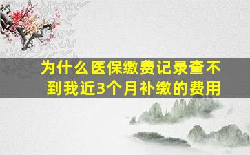 为什么医保缴费记录查不到我近3个月补缴的费用