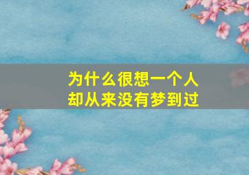 为什么很想一个人却从来没有梦到过