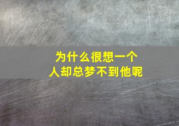 为什么很想一个人却总梦不到他呢