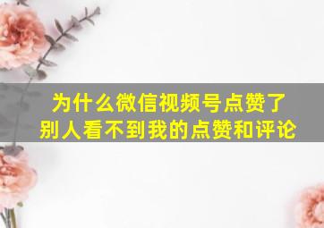 为什么微信视频号点赞了别人看不到我的点赞和评论