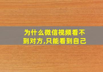 为什么微信视频看不到对方,只能看到自己