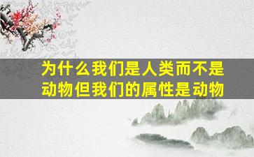 为什么我们是人类而不是动物但我们的属性是动物