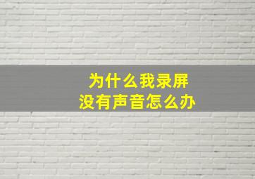 为什么我录屏没有声音怎么办