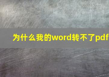 为什么我的word转不了pdf