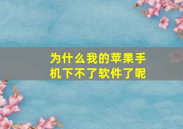 为什么我的苹果手机下不了软件了呢