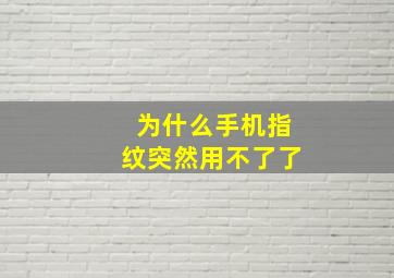 为什么手机指纹突然用不了了