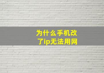 为什么手机改了ip无法用网