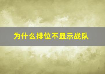 为什么排位不显示战队