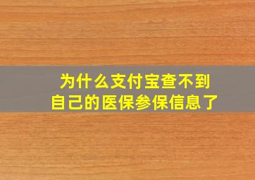 为什么支付宝查不到自己的医保参保信息了