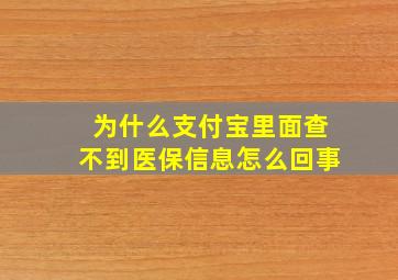 为什么支付宝里面查不到医保信息怎么回事