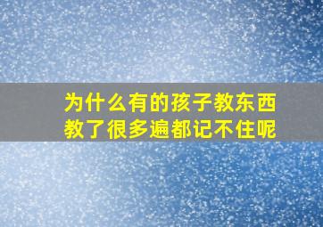 为什么有的孩子教东西教了很多遍都记不住呢