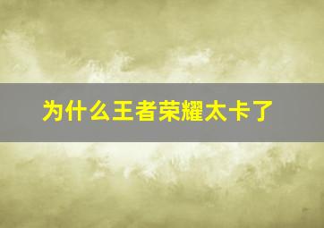 为什么王者荣耀太卡了