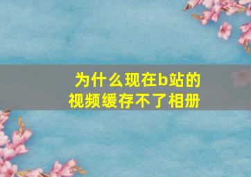 为什么现在b站的视频缓存不了相册