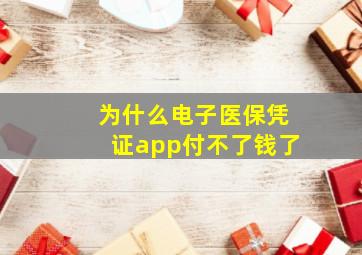 为什么电子医保凭证app付不了钱了