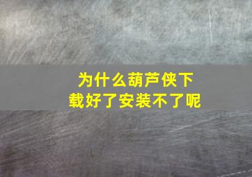 为什么葫芦侠下载好了安装不了呢