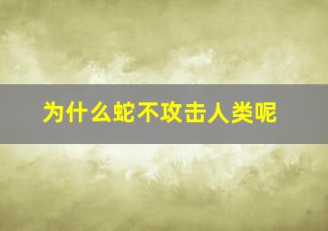 为什么蛇不攻击人类呢